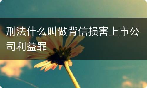 刑法什么叫做背信损害上市公司利益罪