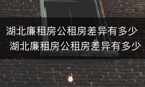 湖北廉租房公租房差异有多少 湖北廉租房公租房差异有多少个