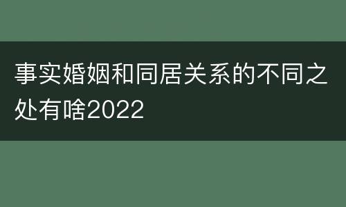 事实婚姻和同居关系的不同之处有啥2022