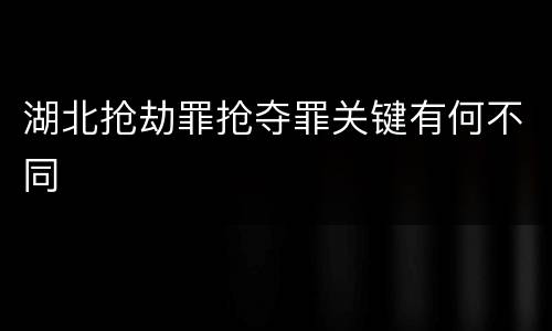 湖北抢劫罪抢夺罪关键有何不同