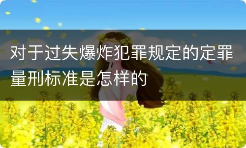 对于过失爆炸犯罪规定的定罪量刑标准是怎样的