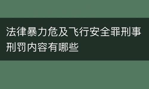 法律暴力危及飞行安全罪刑事刑罚内容有哪些