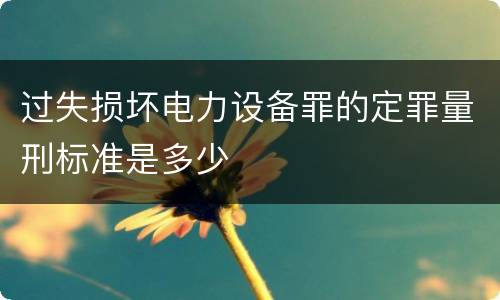 过失损坏电力设备罪的定罪量刑标准是多少