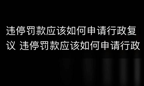 违停罚款应该如何申请行政复议 违停罚款应该如何申请行政复议呢