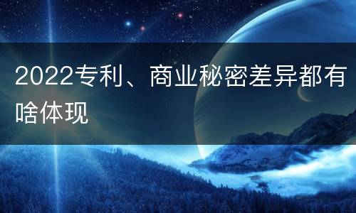 2022专利、商业秘密差异都有啥体现