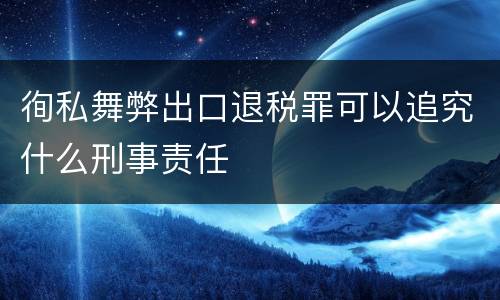 徇私舞弊出口退税罪可以追究什么刑事责任
