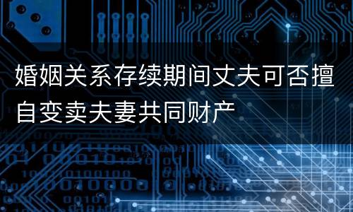 婚姻关系存续期间丈夫可否擅自变卖夫妻共同财产