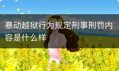 暴动越狱行为规定刑事刑罚内容是什么样