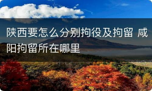陕西要怎么分别拘役及拘留 咸阳拘留所在哪里