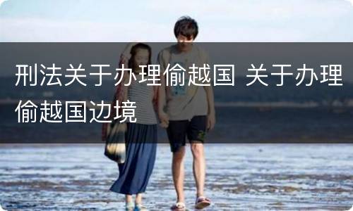 刑法关于办理偷越国 关于办理偷越国边境