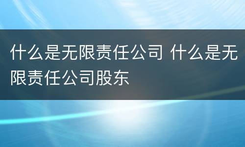 什么是无限责任公司 什么是无限责任公司股东