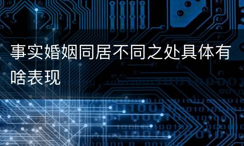 事实婚姻同居不同之处具体有啥表现
