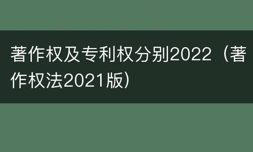 著作权及专利权分别2022（著作权法2021版）