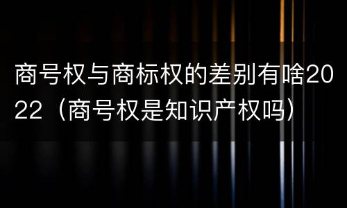 商号权与商标权的差别有啥2022（商号权是知识产权吗）