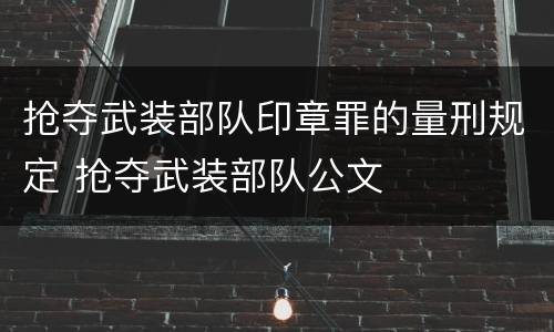 抢夺武装部队印章罪的量刑规定 抢夺武装部队公文