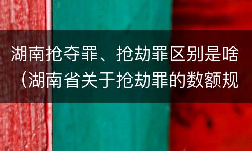湖南抢夺罪、抢劫罪区别是啥（湖南省关于抢劫罪的数额规定）