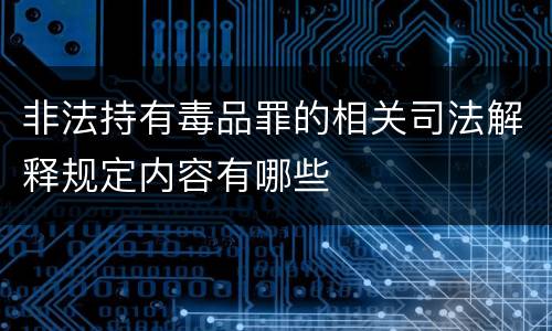 非法持有毒品罪的相关司法解释规定内容有哪些