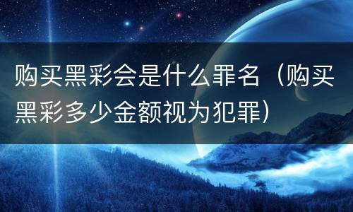 购买黑彩会是什么罪名（购买黑彩多少金额视为犯罪）