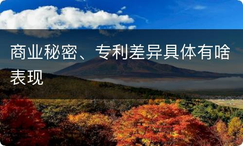 商业秘密、专利差异具体有啥表现