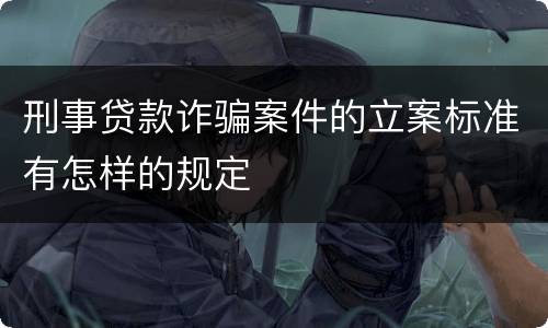 刑事贷款诈骗案件的立案标准有怎样的规定