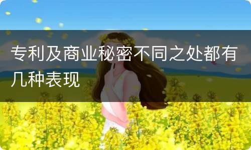 专利及商业秘密不同之处都有几种表现