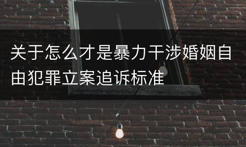 关于怎么才是暴力干涉婚姻自由犯罪立案追诉标准
