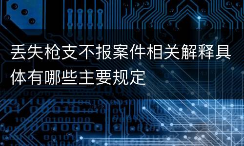 丢失枪支不报案件相关解释具体有哪些主要规定