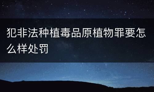 犯非法种植毒品原植物罪要怎么样处罚