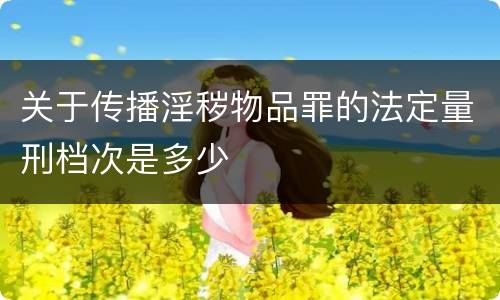 关于传播淫秽物品罪的法定量刑档次是多少