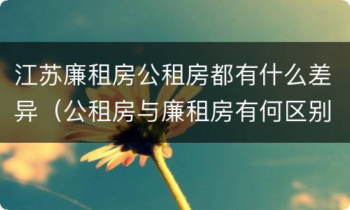 江苏廉租房公租房都有什么差异（公租房与廉租房有何区别）