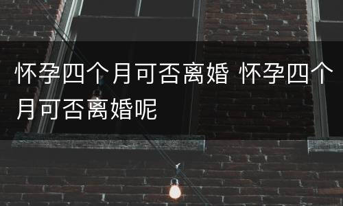 怀孕四个月可否离婚 怀孕四个月可否离婚呢