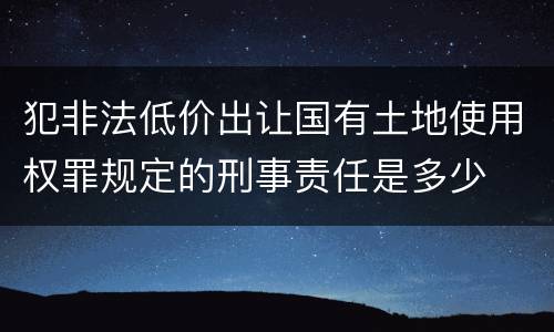 犯非法低价出让国有土地使用权罪规定的刑事责任是多少