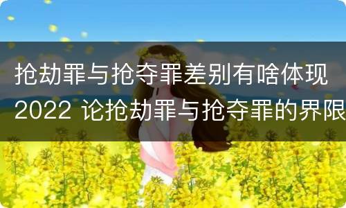 抢劫罪与抢夺罪差别有啥体现2022 论抢劫罪与抢夺罪的界限