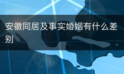 安徽同居及事实婚姻有什么差别