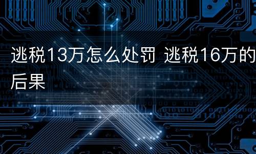 逃税13万怎么处罚 逃税16万的后果
