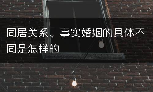 同居关系、事实婚姻的具体不同是怎样的