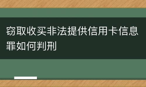 窃取收买非法提供信用卡信息罪如何判刑