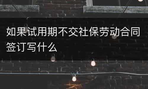 如果试用期不交社保劳动合同签订写什么