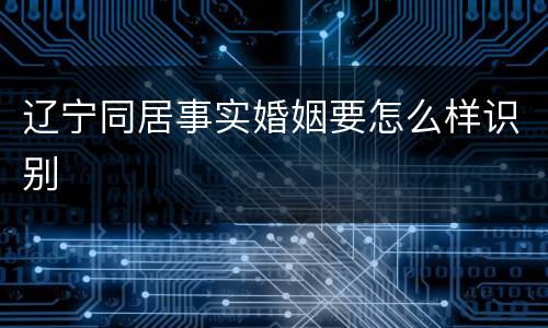 辽宁同居事实婚姻要怎么样识别
