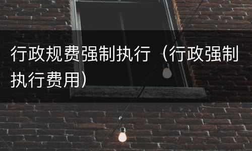 行政规费强制执行（行政强制执行费用）