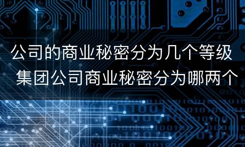 公司的商业秘密分为几个等级 集团公司商业秘密分为哪两个等级