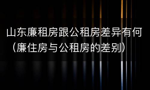 山东廉租房跟公租房差异有何（廉住房与公租房的差别）