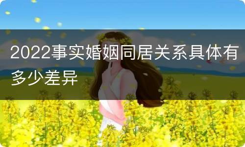 2022事实婚姻同居关系具体有多少差异