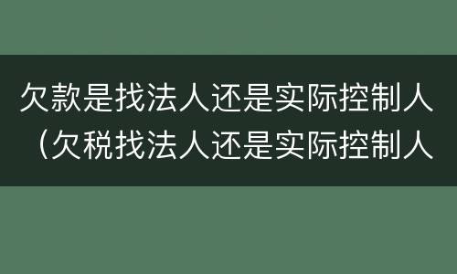 欠款是找法人还是实际控制人（欠税找法人还是实际控制人）