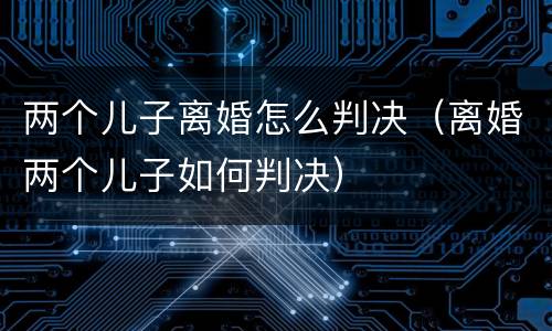 两个儿子离婚怎么判决（离婚两个儿子如何判决）
