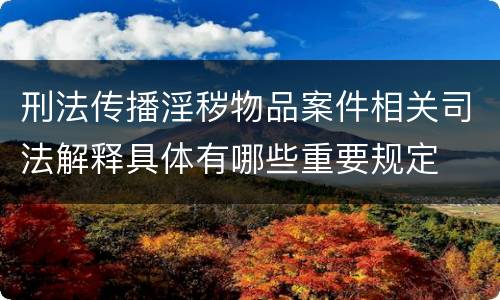 刑法传播淫秽物品案件相关司法解释具体有哪些重要规定