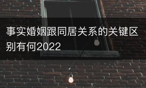 事实婚姻跟同居关系的关键区别有何2022