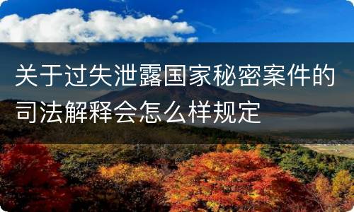 关于过失泄露国家秘密案件的司法解释会怎么样规定