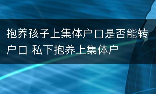 抱养孩子上集体户口是否能转户口 私下抱养上集体户