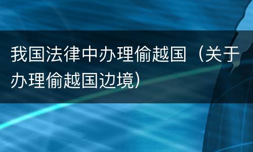 我国法律中办理偷越国（关于办理偷越国边境）